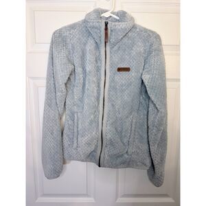 Columbia fire side II XS super soft sherpa full zip light blue